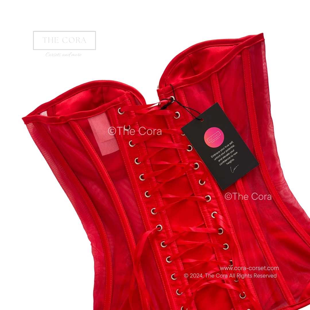Luna Mesh Corset Top Red