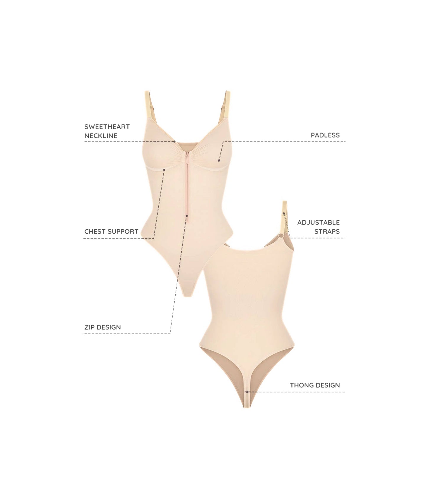 Seamless Zipper Bodysuit Бенз артай BLACK