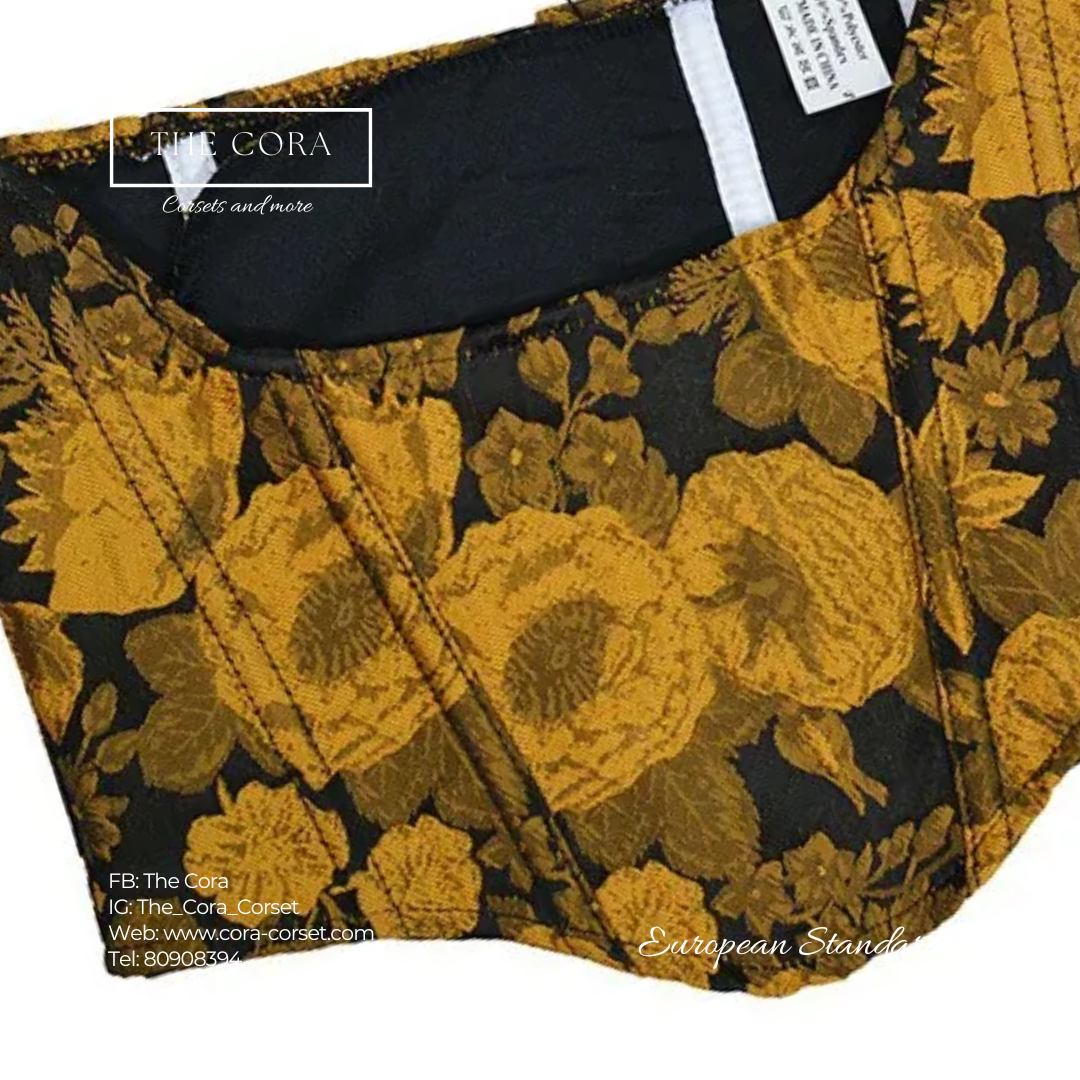 FLOWER yellow хээтэй өндөр корсетон бүс