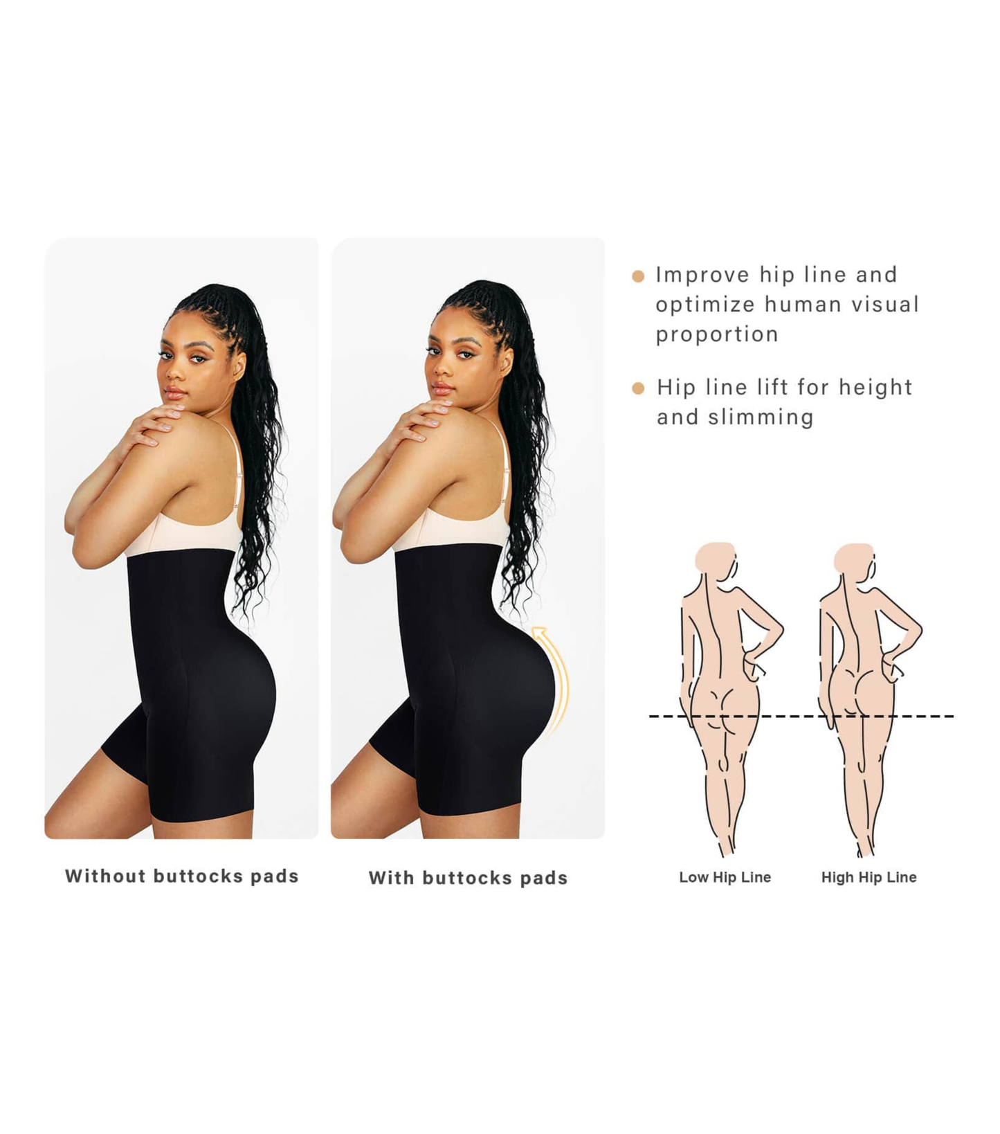 Air Slim Butt Lifter with Removable Buttock Pads (Өгзөгний нэмэлт падтай шорт) - Beige