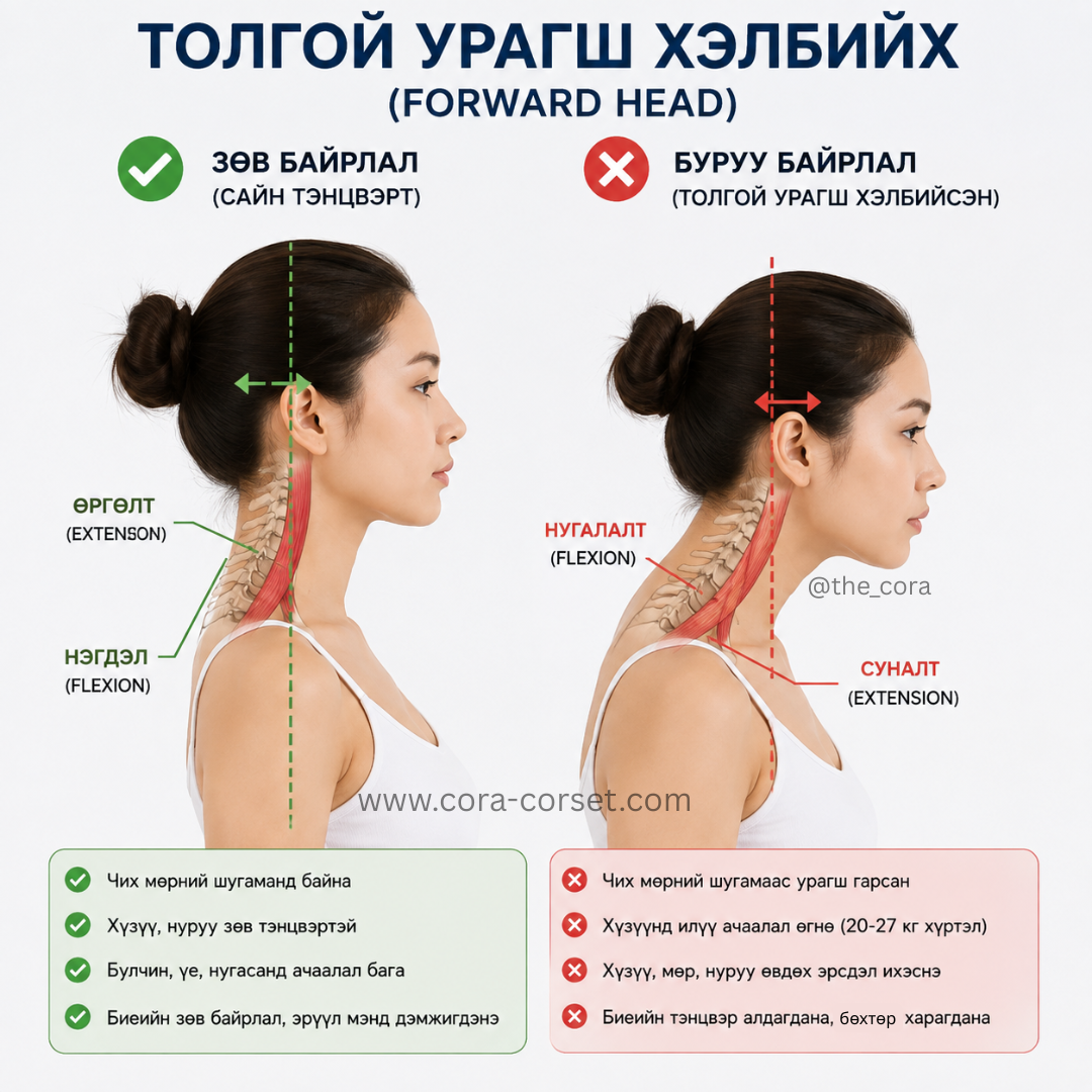 Толгой урагш түрэх (Forward Head Posture) яагаад үүсдэг вэ?