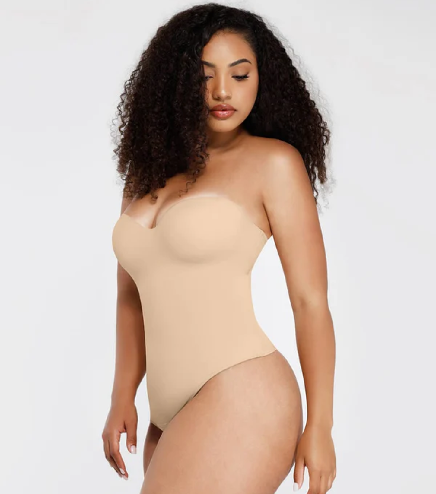 Strap Removable Waist And Abdomen Shaping Thong Bodysuit