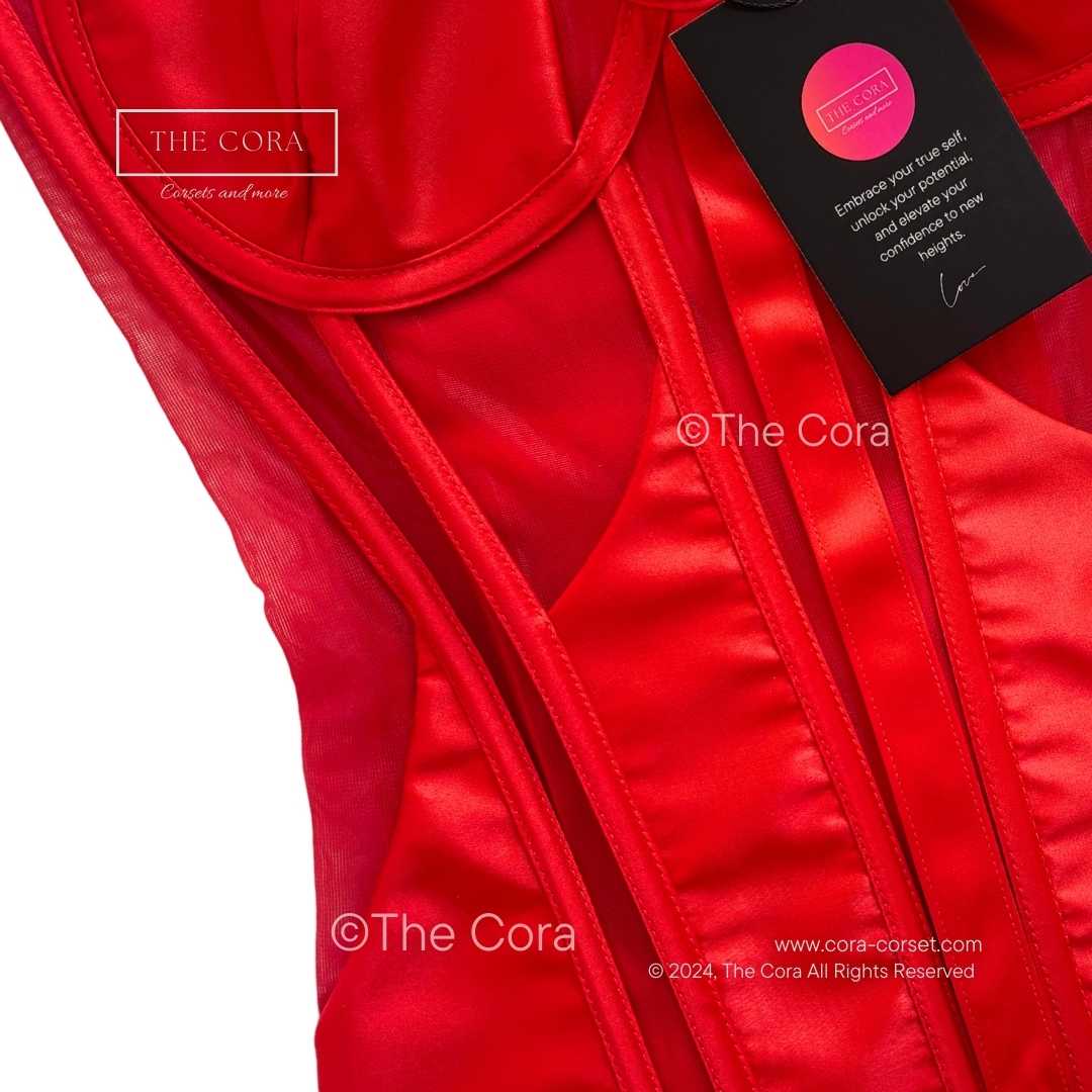 Luna Mesh Corset Top Red