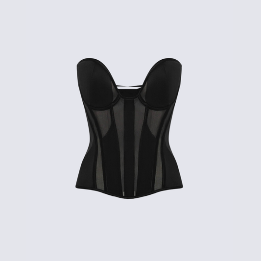 Luna Mesh Corset Top Black
