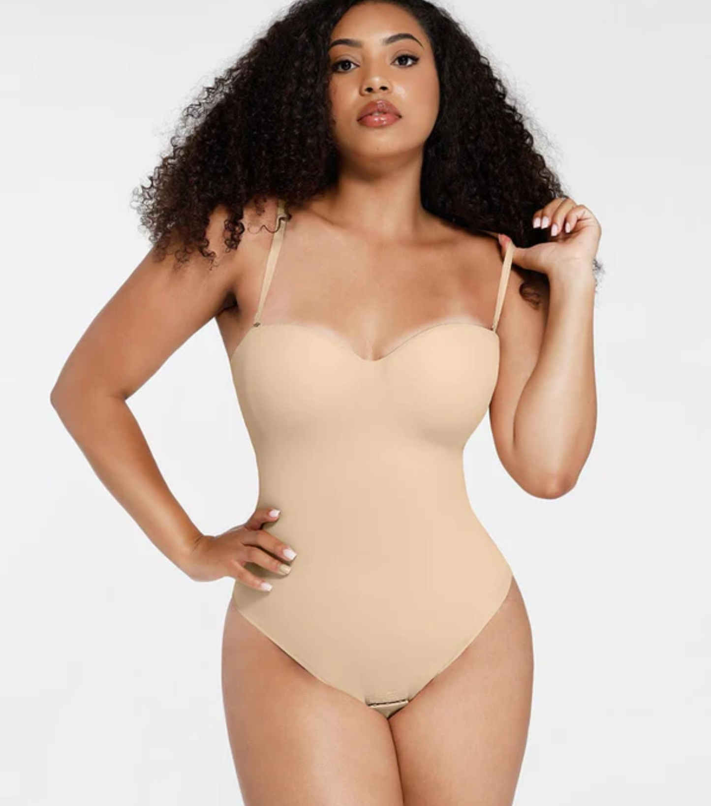 Strap Removable Waist And Abdomen Shaping Thong Bodysuit