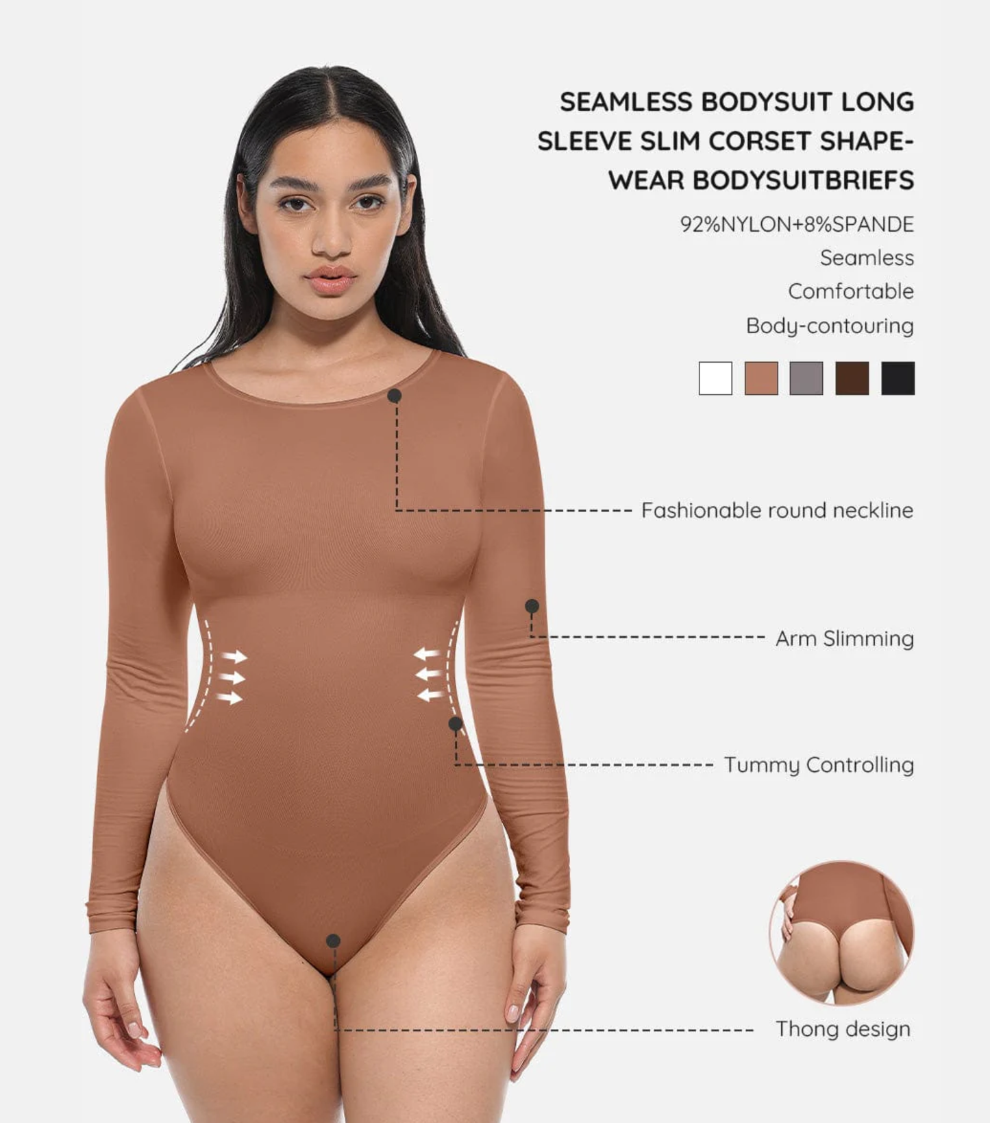 Seamless Everyday Thong - Light Support - Light Brown