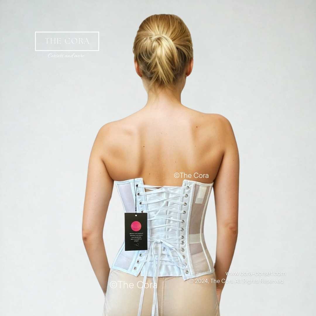 Ava Mesh Corset Top White