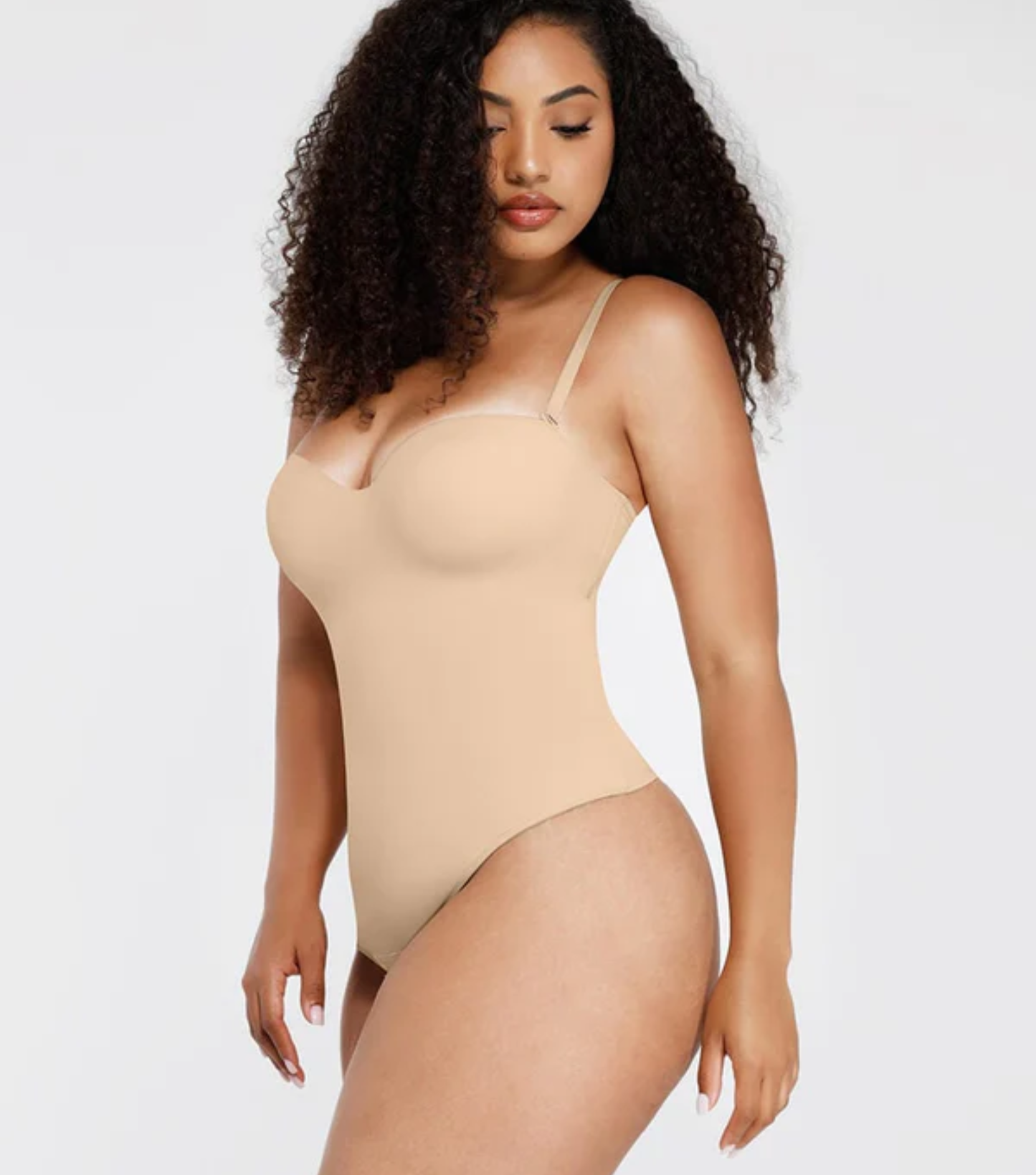 Strap Removable Waist And Abdomen Shaping Thong Bodysuit