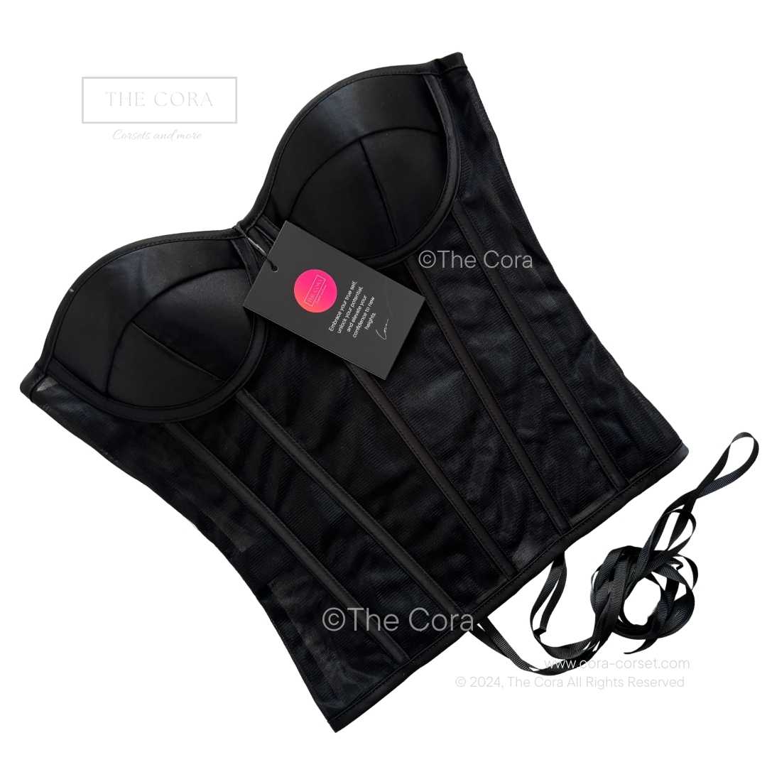 Ava Mesh Corset Top Black