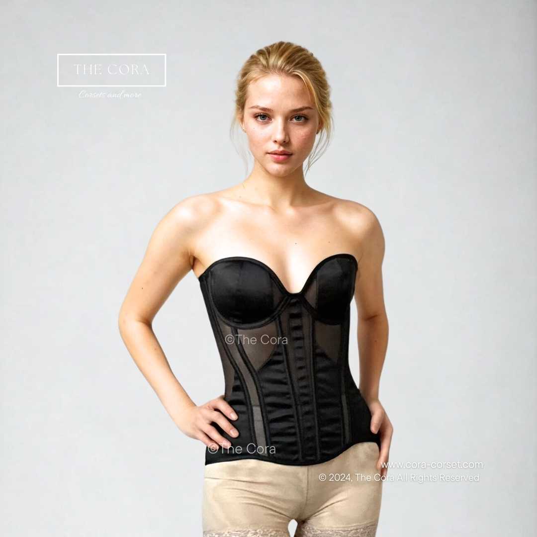 Luna Mesh Corset Top Black
