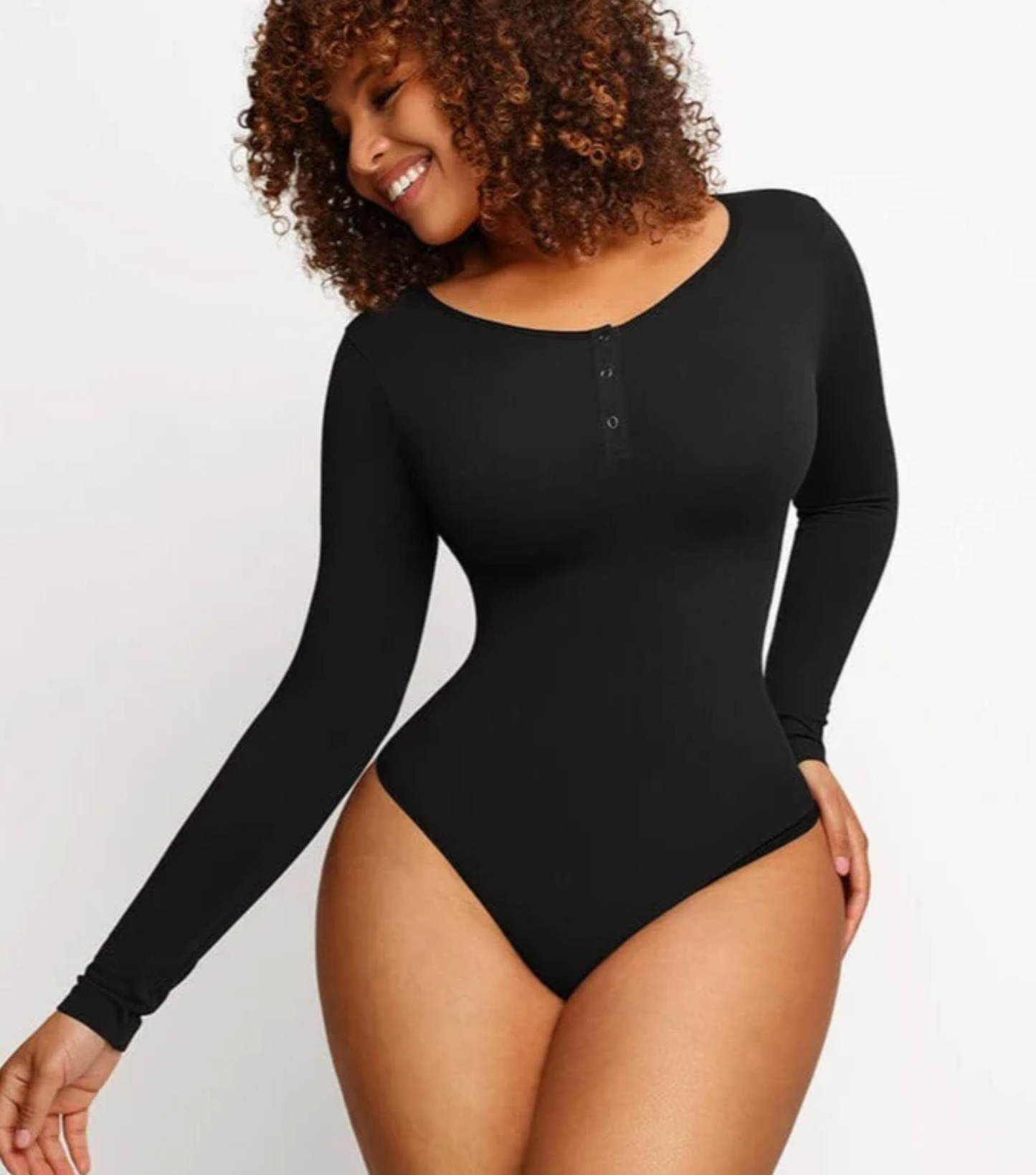 Seamless Button Sleeve - Light Support - Black
