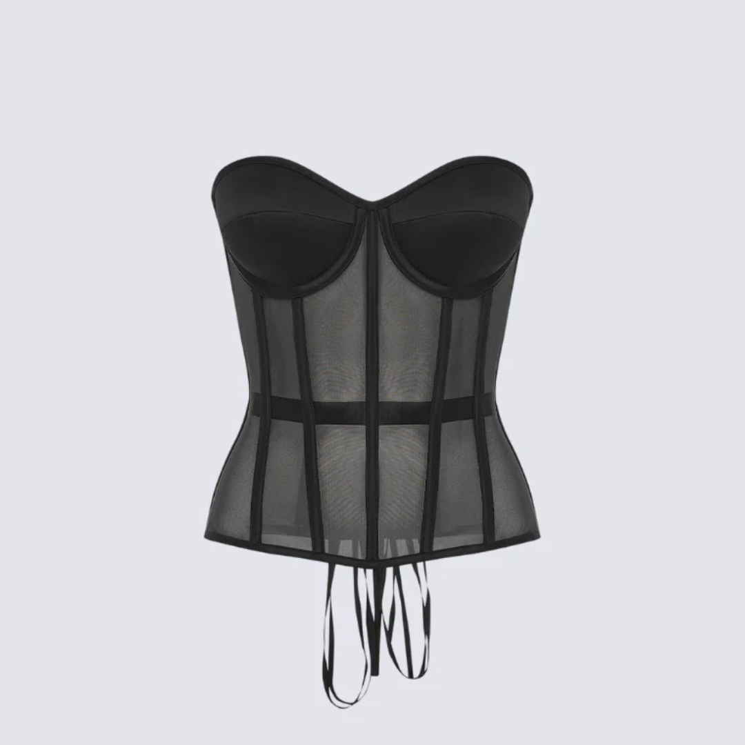 Ava Mesh Corset Top Black