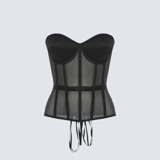 Ava Mesh Corset Top Black