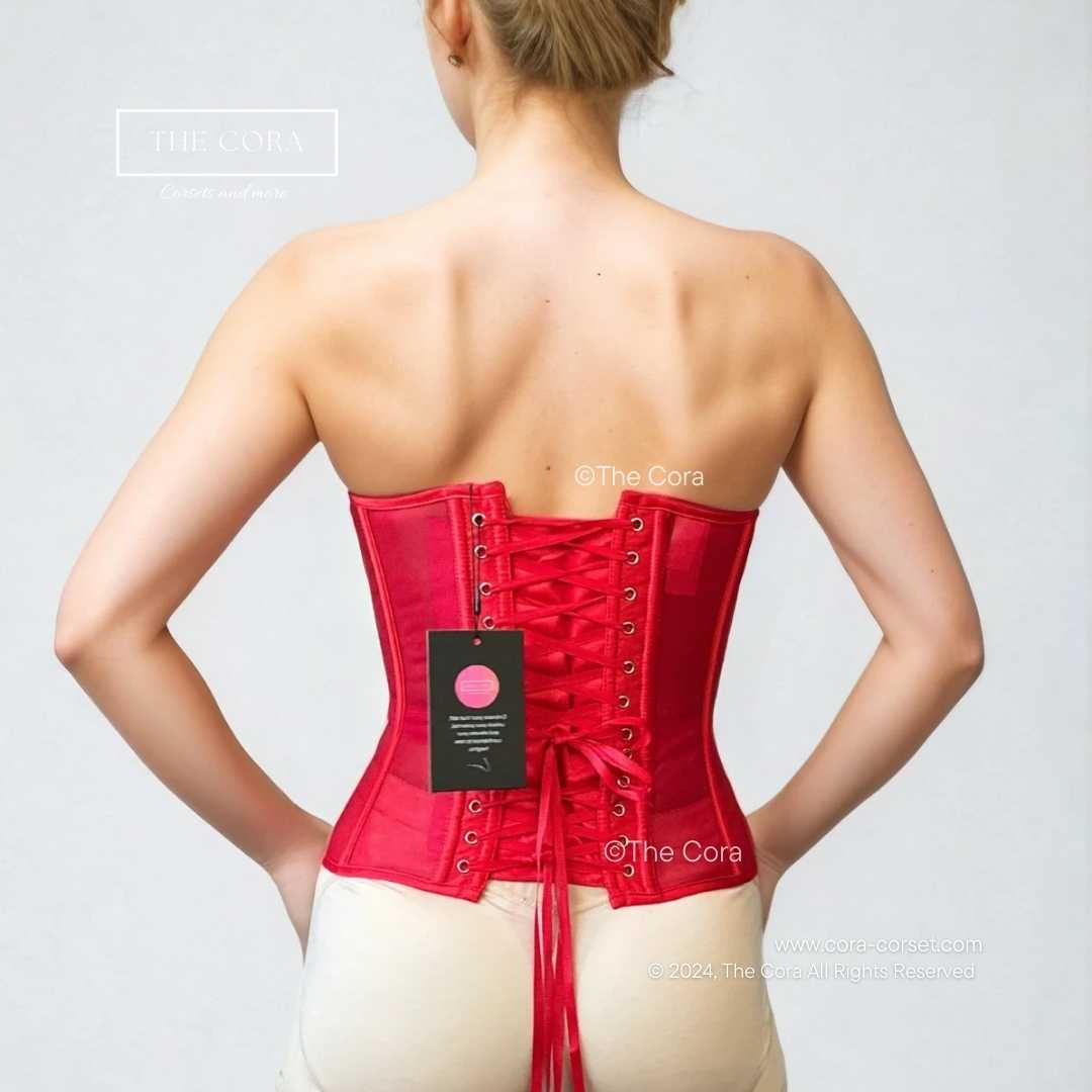 Ava Mesh Corset Top Red