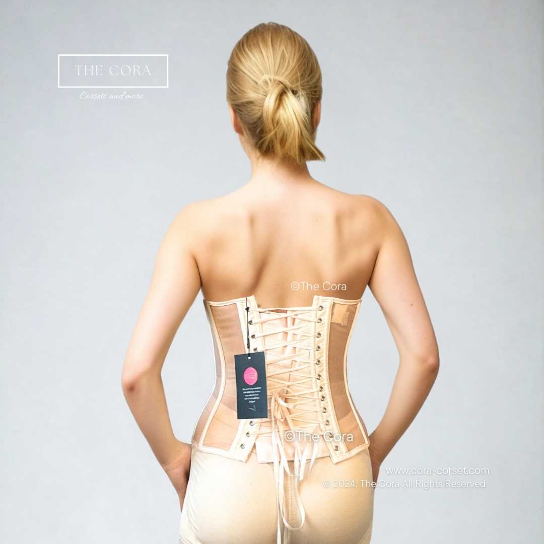 Ava Mesh Corset Top Beige