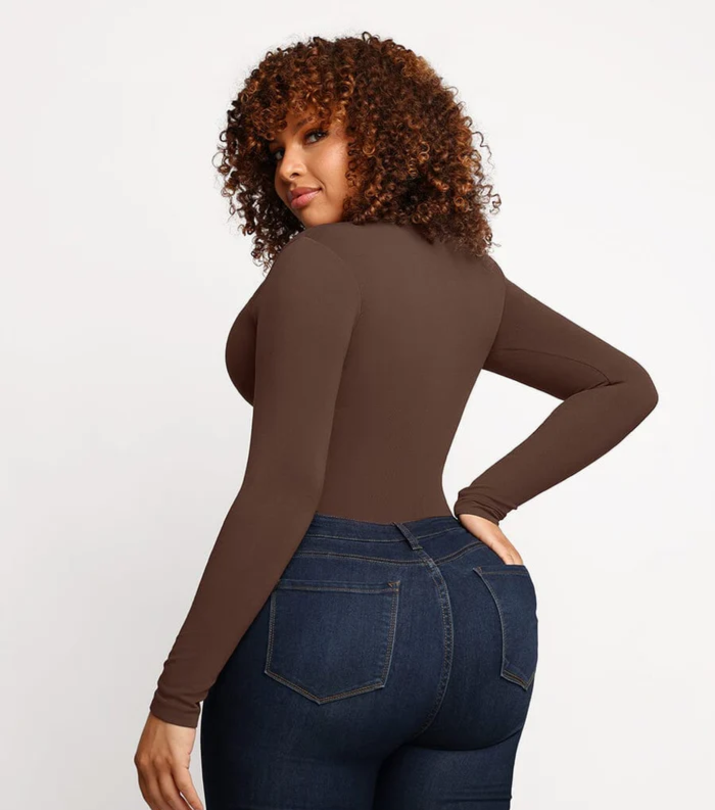Seamless Button Sleeve - Light Support - Brown
