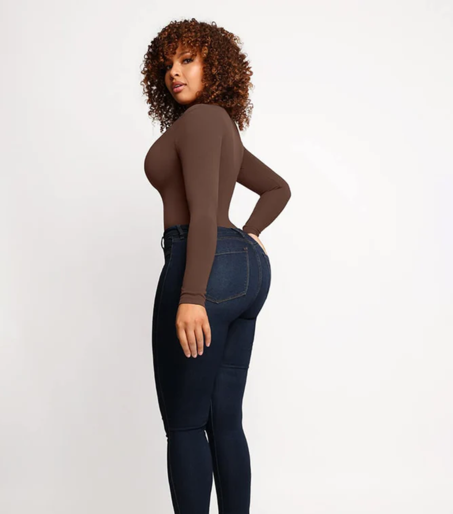 Seamless Button Sleeve - Light Support - Brown