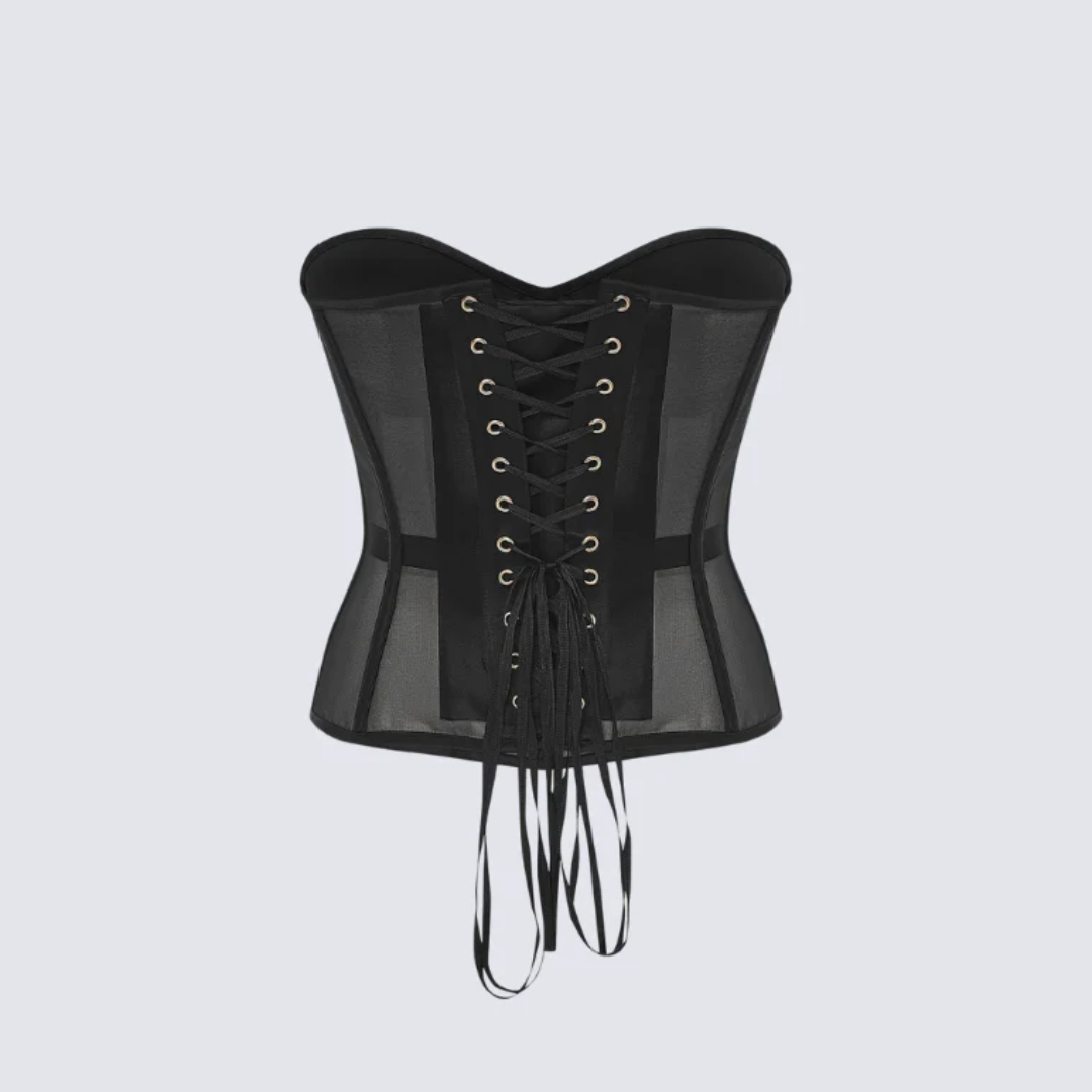 Ava Mesh Corset Top Black