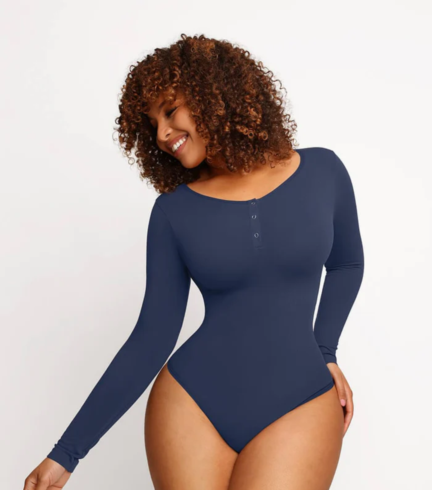 Seamless Button Sleeve - Light Support - Dark blue
