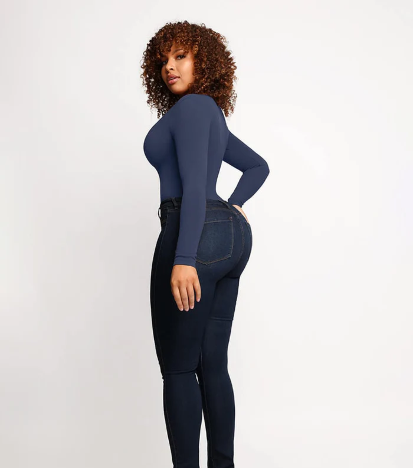 Seamless Button Sleeve - Light Support - Dark blue