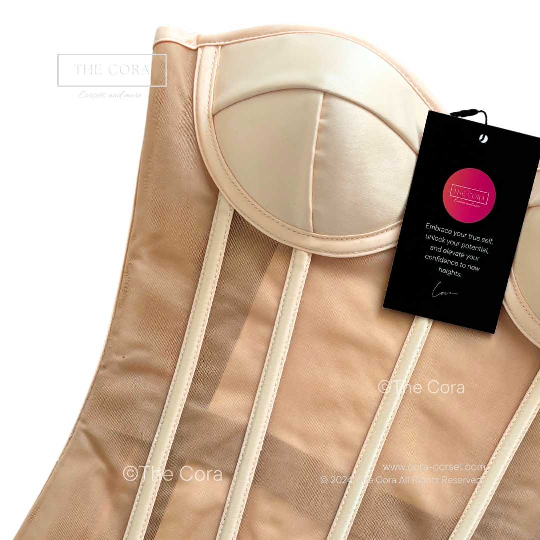 Ava Mesh Corset Top Beige