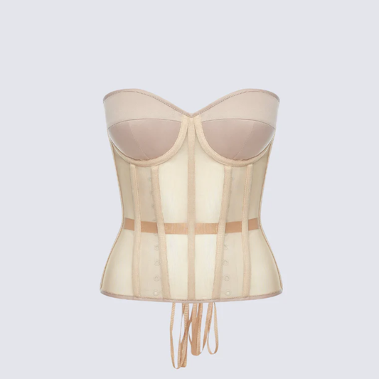 Ava Mesh Corset Top Beige