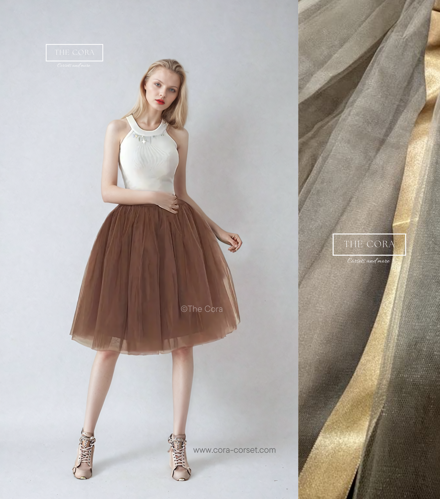 Хагас урт Tulle Hazelnut (7 layers)