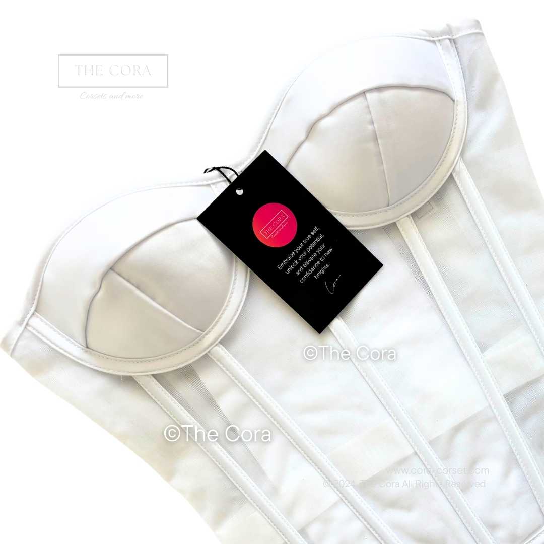 Ava Mesh Corset Top White