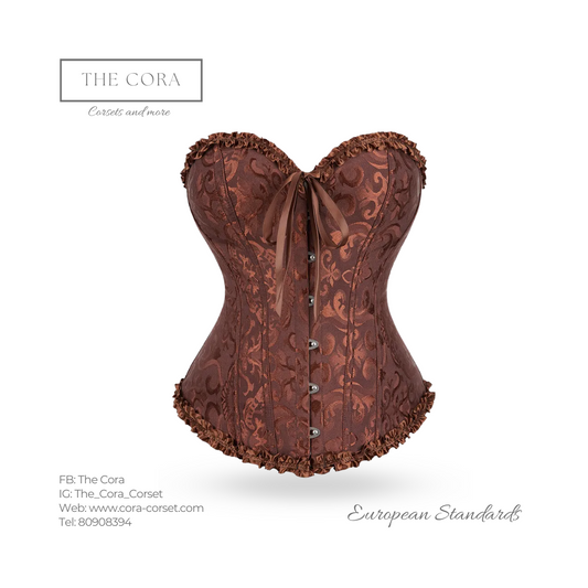 Цээж дарсан чимэглэлтэй корсет - Coffee Brown