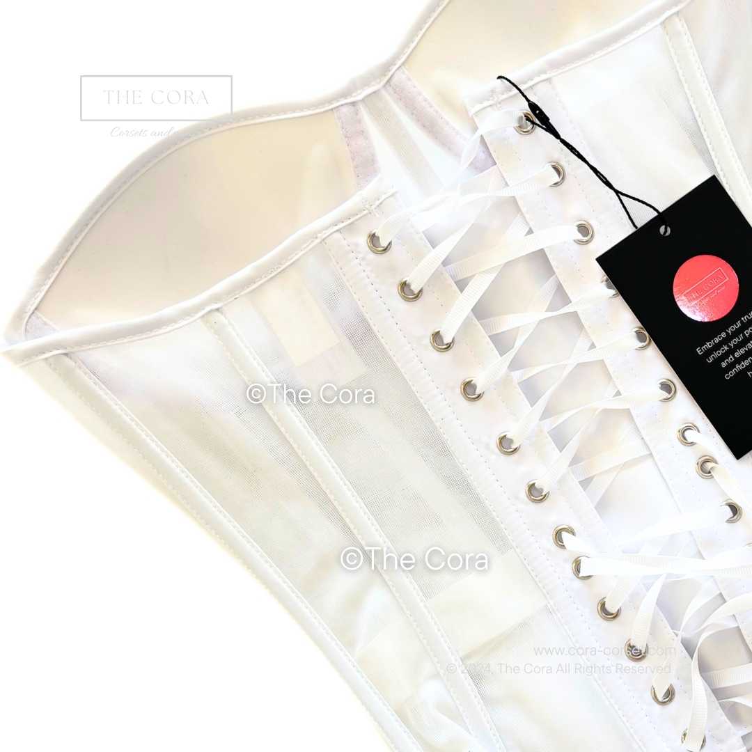 Ava Mesh Corset Top White