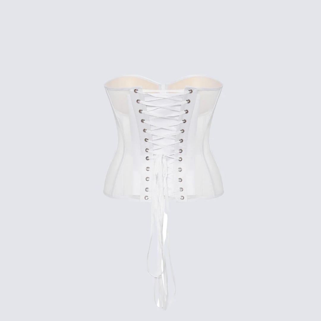 Ava Mesh Corset Top White