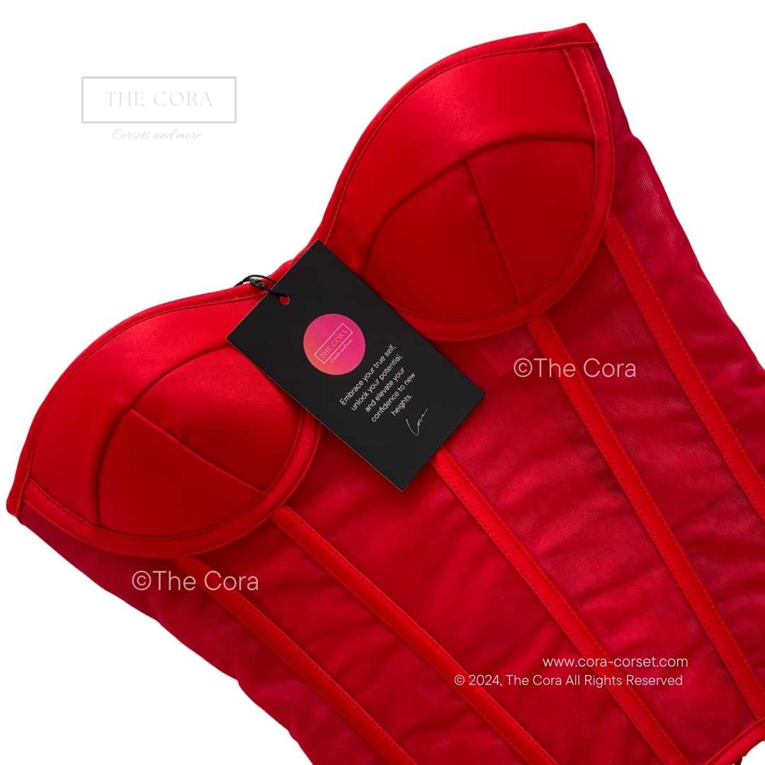 Ava Mesh Corset Top Red