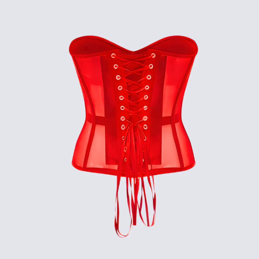 Ava Mesh Corset Top Red