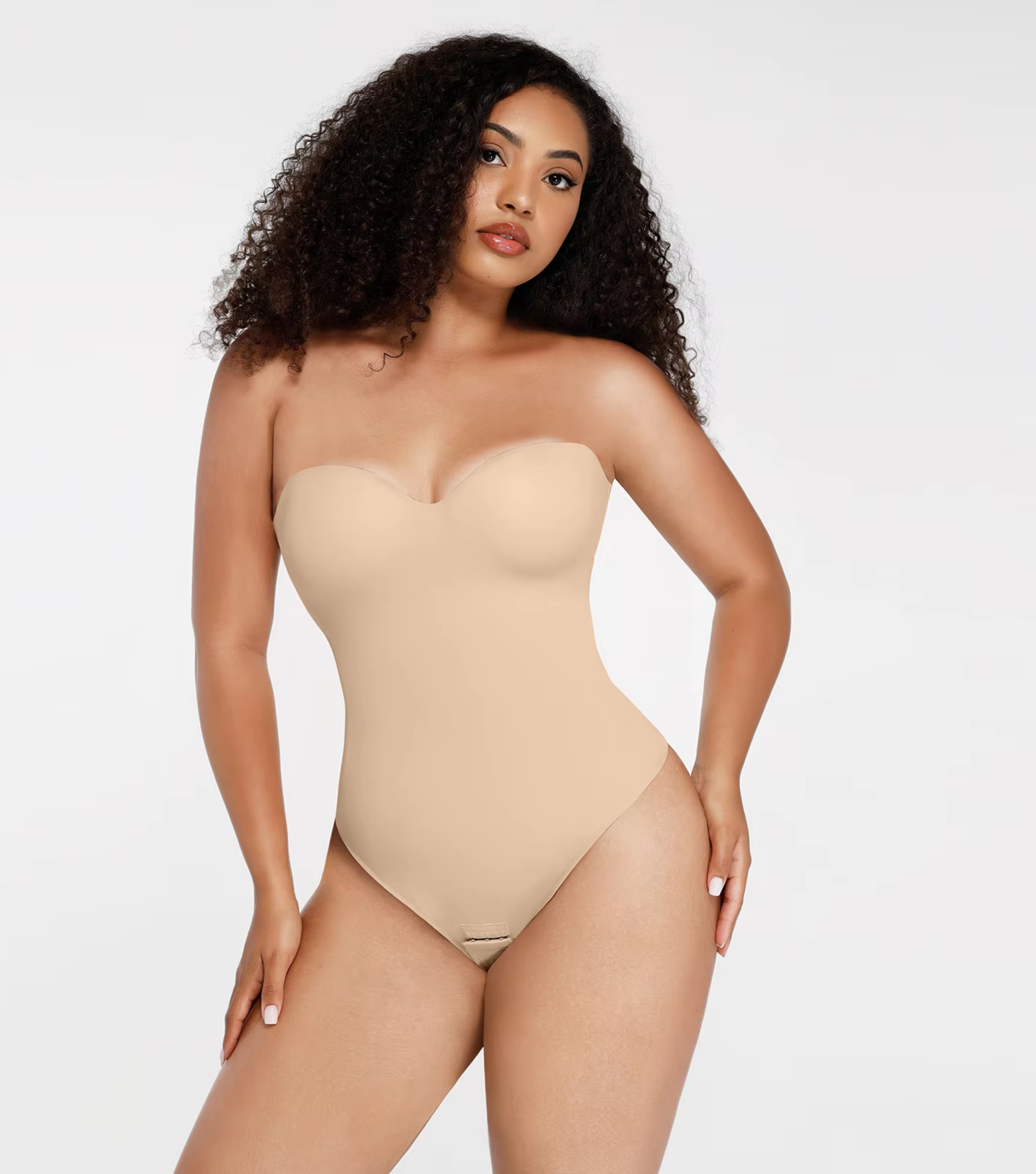 Strap Removable Waist And Abdomen Shaping Thong Bodysuit