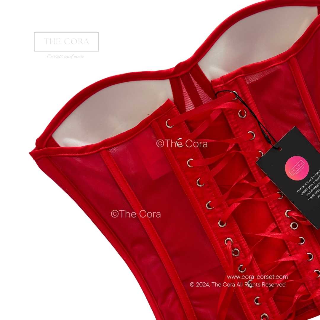 Ava Mesh Corset Top Red