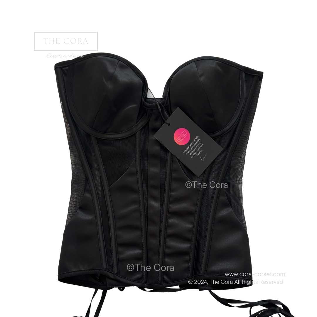Luna Mesh Corset Top Black
