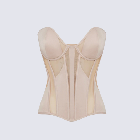 Luna Mesh Corset Top Beige