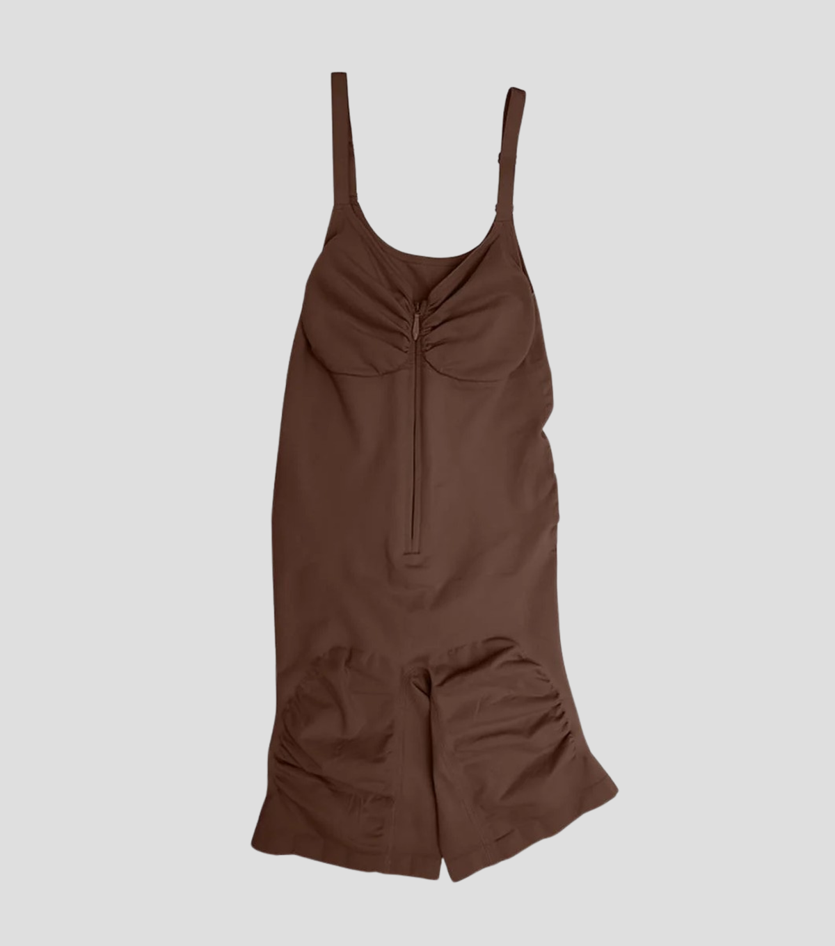 Seamless Zipper Bodysuit Full Brown