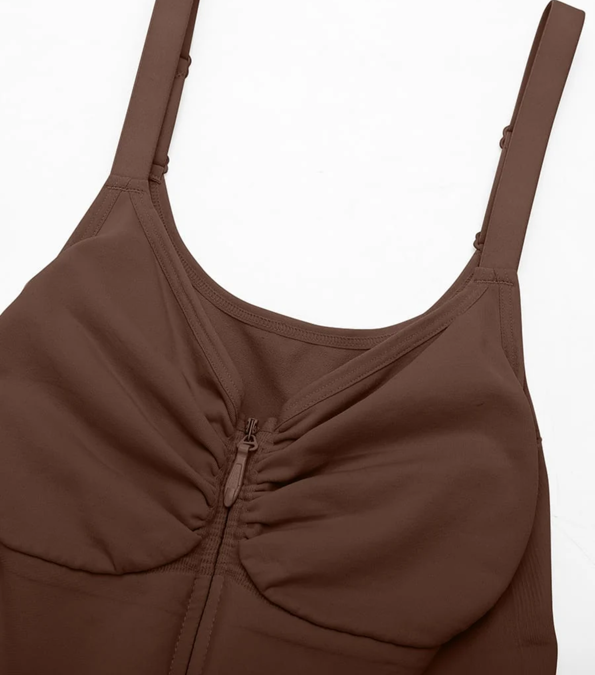 Seamless Zipper Bodysuit Full Brown
