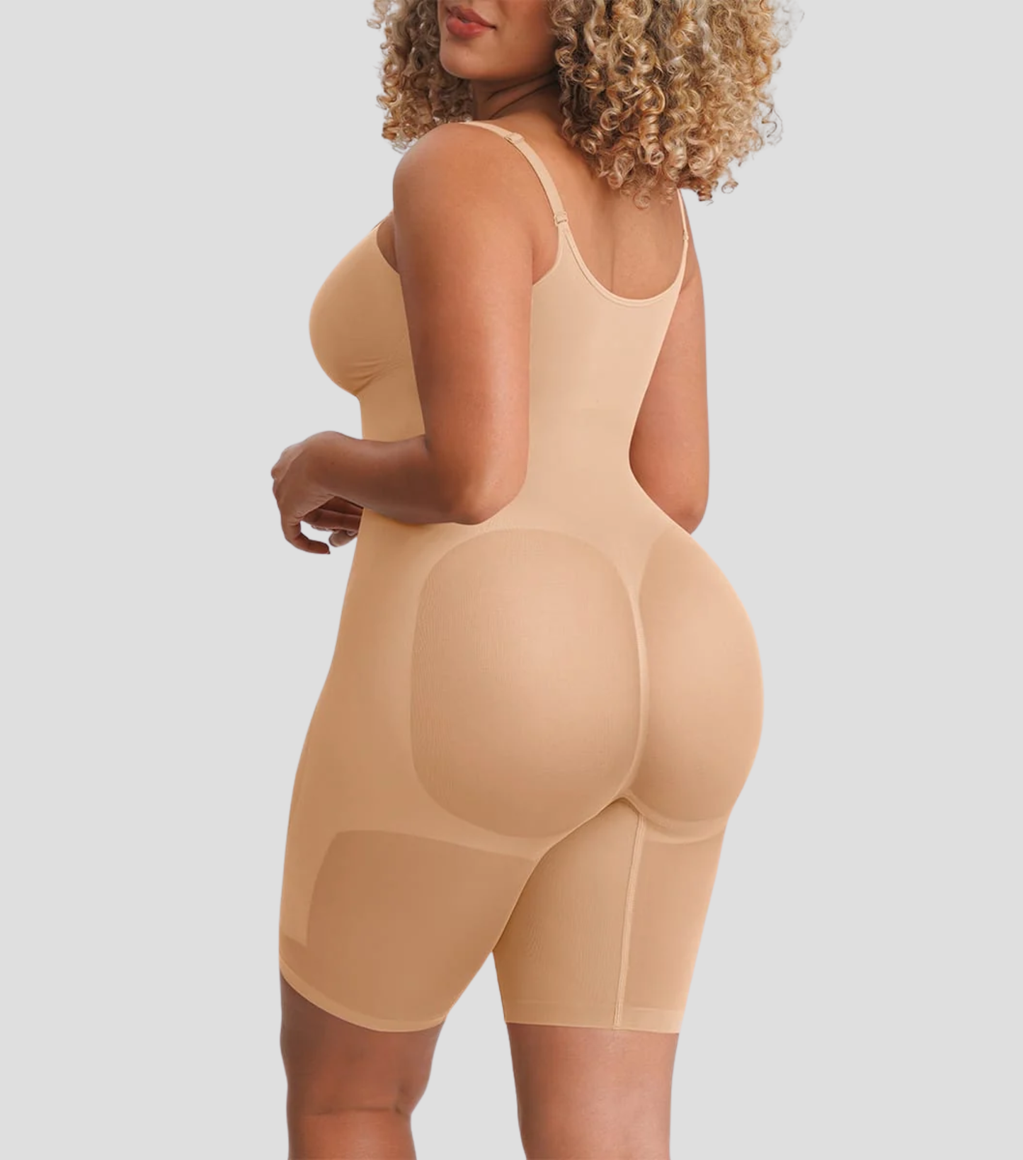 Seamless Zipper Bodysuit Full Beige
