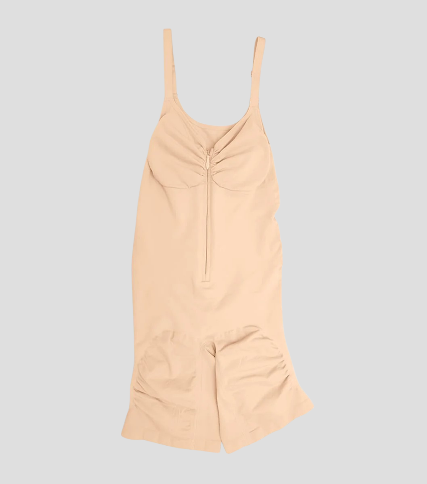 Seamless Zipper Bodysuit Full Beige