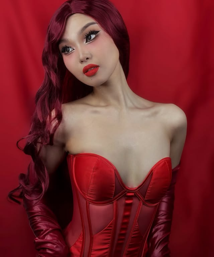 Luna Mesh Corset Top Red