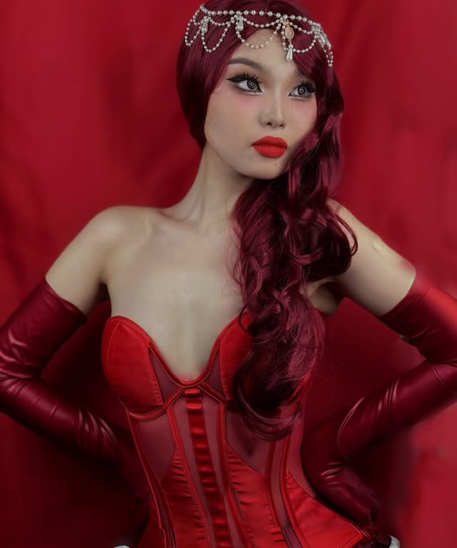 Luna Mesh Corset Top Red