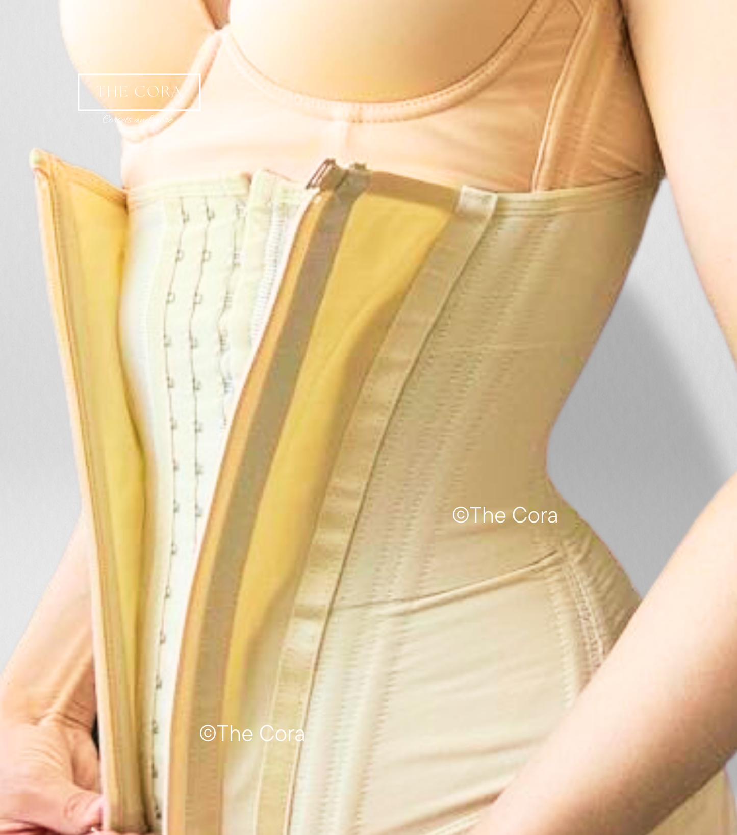 Цахилгаантай, дэгээтэй бэлхүүсний корсет - COLOMBIA HEAVY DUTY - Beige SKIN